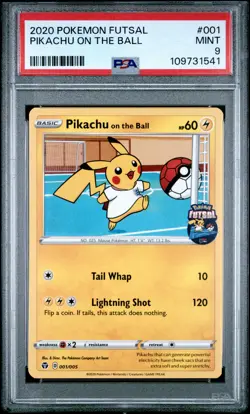 2020 POKEMON FUTSAL #001 PIKACHU ON THE BALL PSA 9 - Image 1