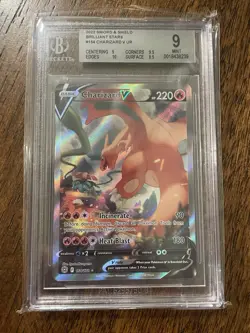2022 POKEMON SWORD & SHIELD BRILLIANT STARS #154 FULL ART/CHARIZARD V BGS 9 - Image 1