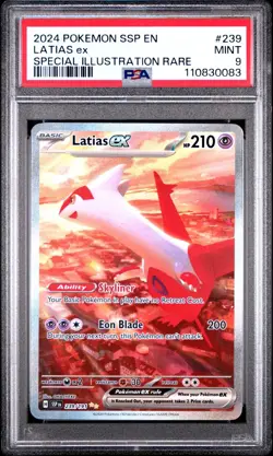 2024 POKEMON SSP EN-SURGING SPARKS SPECIAL ILLUSTRATION RARE LATIAS EX PSA 9 - Image 1