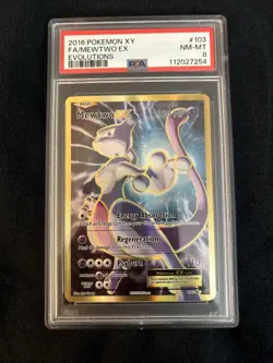2016 XY - EVOLUTIONS FA/ MEWTWO EX 103/108 NRMT-MT ULTRA RARE FULL ART PSA 8 - Image 1