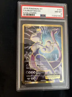 2016 XY - EVOLUTIONS FA/ MEWTWO EX 103/108 NRMT-MT ULTRA RARE FULL ART PSA 8 - Image 2