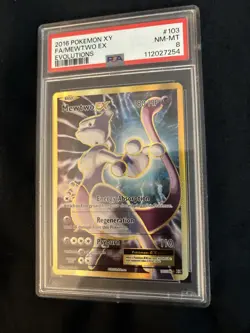 2016 XY - EVOLUTIONS FA/ MEWTWO EX 103/108 NRMT-MT ULTRA RARE FULL ART PSA 8 - Image 3