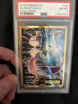 2016 XY - EVOLUTIONS FA/ MEWTWO EX 103/108 NRMT-MT ULTRA RARE FULL ART PSA 8 - Image 4