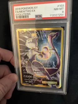 2016 XY - EVOLUTIONS FA/ MEWTWO EX 103/108 NRMT-MT ULTRA RARE FULL ART PSA 8 - Image 5