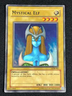 YUGIOH MYSTICAL ELF LOB-062 SUPER HP/CREASES - Image 1