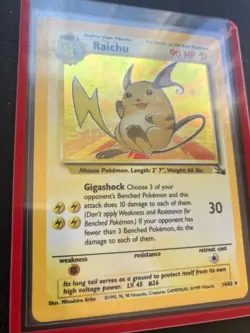 Raichu Fossil Holo Rare 14/62 WOTC Vintage Pokemon Card NM 1999 - Image 2