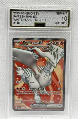Pokemon TCG Reshiram EX Full Art Ultra Rare White Flare Card 158/086 AGS 10 - Image 1