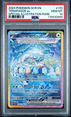 PSA 10 GEM MINT Terapagos Ex 170/142 Stellar Crown SIR Pokemon Card - Image 1