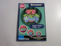 Venusaur PokeTrivia Burger King Pokemon Card LP - Image 1