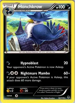 Pokemon TCG Honchkrow XY Phantom Forces 52/119 Regular Rare Card NM - Image 1
