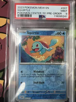 2023 POKEMON MEW EN-151 POKEMON CENTER 151 PRE-ORDER PROMO #007 SQUIRTLE PSA 9 - Image 1