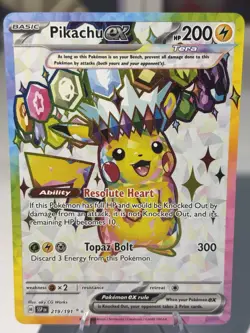 Pokemon 2024 SV Surging Sparks Pikachu EX 219/191 Ultra Rare Near Mint - Image 1
