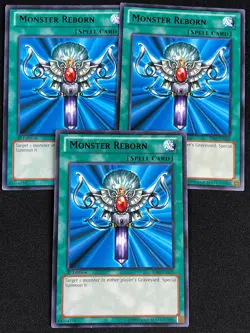 YUGIOH MONSTER REBORN BP02-EN128 1ST RARE X3 (NM) - Image 1