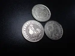 Pokemon Card Meiji Promo Battle Coin Silver x3 Arcanine Growlithe #5689 PLAY - Image 2