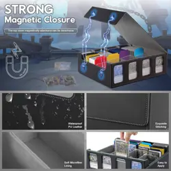 Card Storage Box, 3200+ MTG Deck Box with 12 Colorful Dividers & 4 Supporters,Wi - Image 4