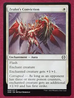 Magic The Gathering PHYREXIA ALL WILL BE ONE ZEALOT'S CONVICTION white card MTG - Image 1