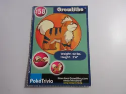 Growlithe PokeTrivia Burger King Pokemon Card LP - Image 1