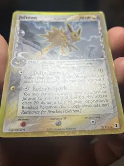 Jolteon 7/113 Pokemon TCG Holo Rare EX Delta Species Card (Moderate Play) MP - Image 3