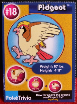 1999 Pokemon Burger King PokeTrivia Movie Card '#18 Pidgeot', Original 151 - Image 1