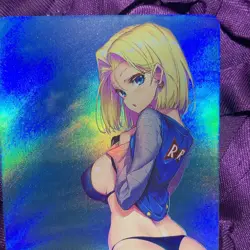 Android #18 Dragon Ball Z Fantasy Girls ACG Doujin Waifu Holo Card Beach - Image 2