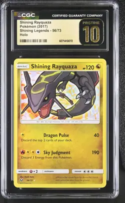CGC 10 PRISTINE Shining Rayquaza 2017 Shining Legends 56/73 Holo Pokemon Card - Image 1