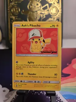 Ash's Pikachu - SM109 - Pokemon Sun & Moon Promo Rare Card LP - Image 1