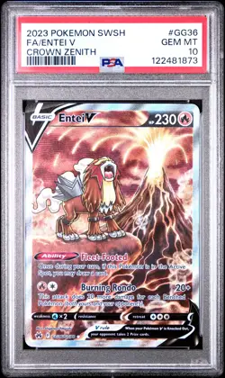 2023 POKEMON SWORD & SHIELD CROWN ZENITH #GG36 FULL ART/ENTEI V PSA 10 - Image 1