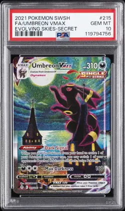 2021 POKEMON SWORD & SHIELD EVOLVING SKIES SECRET FULL ART/UMBREON VMAX PSA 10 - Image 1