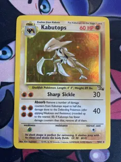 * Pokemon TCG Kabutops Holo Rare Card 9/62 Fossil Unlimited 1999 Vintage LP+ - Image 1
