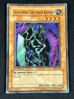 YUGIOH GEARFRIED THE IRON KNIGHT PSV-101 1ST SUPER HP/CREASES - Image 1