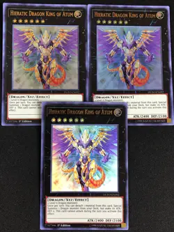 YUGIOH HIERATIC DRAGON KING OF ATUM DUPO-EN092 1ST ULTRA X3 NM - Image 1