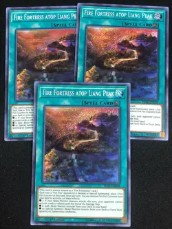 YUGIOH FIRE FORTRESS ATOP OF LIANG PEAK FIGA-EN018 1ST SECRET X3 NM - Image 1