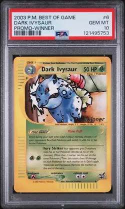 PSA 10 Dark Ivysaur 6 Best Of Game Winner 2003 Promo Pokemon Card - Gem Mint - Image 1