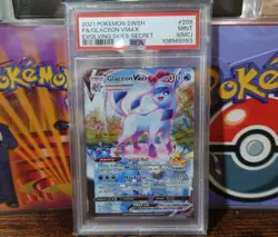 Glaceon VMAX Alt Art 209/203 PSA 9 MC Miscut Error Evolving Skies Pokemon Card - Image 1