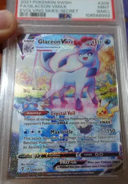 Glaceon VMAX Alt Art 209/203 PSA 9 MC Miscut Error Evolving Skies Pokemon Card - Image 3
