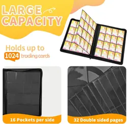 Premium 1000+ Pockets Trading Card Binder, 16-Pocket Ringless Side-Loading Album - Image 2