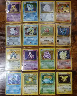 Base Set Complete 16/16 Unl. Charizard 4/102 Pokemon Cards Holo Rare DAMAGED - Image 1