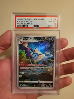 PSA 10 Gem Mint JPN Vaporeon CHR s8b VMAX Climax 189/184 Pokemon - Image 1