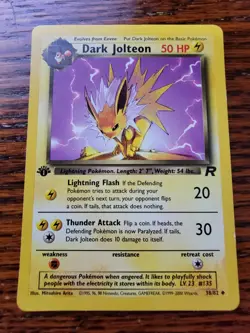 1st Edition Dark Jolteon MP Vintage 38/82 Team Rocket Pokemon Card - Image 1