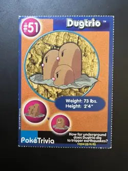 PokeTrivia Card #51 DUGTRIO, 1999 Burger King, Pokemon Movie Collectible Scene 4 - Image 1