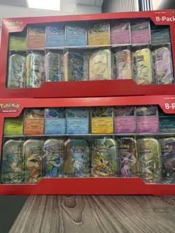 Pokemon Prismatic Evolutions 8 Mini-Tins Promo Cards Costco 2-Pack - NEW IN HAND - Image 2