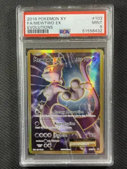 Pokemon Cards PSA 9 MINT Mewtwo Ex Full Art Evolutions XY Promo 2016 103/108 - Image 1