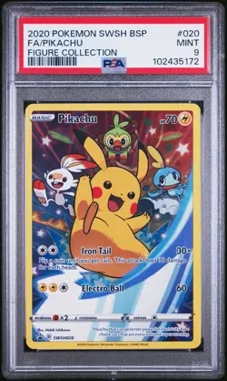 2020 POKEMON SWSH PROMO FIGURE COLLECTION #020 FULL ART/PIKACHU PSA 9 - Image 1