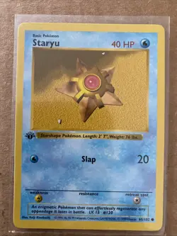 Pokemon TCG Staryu Base Set 65/102 1st Edition Never Played Near Mint - Image 1