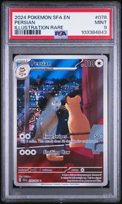 2024 POKEMON SFA EN-SHROUDED FABLE ILLUSTRATION RARE #078 PERSIAN PSA 9 - Image 1