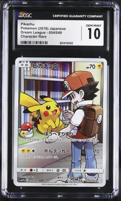 CGC 10 GEM MINT JAPANESE POKEMON 2019 PIKACHU 054/049 SM11b DREAM LEAGUE - Image 1