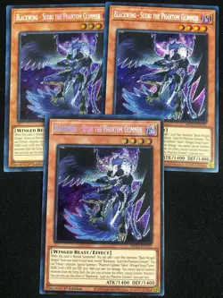 YUGIOH BLACKWING SUDRI THE PHANTOM GLIMMER MP19-EN009 1ST SECRET X3 NM - Image 1