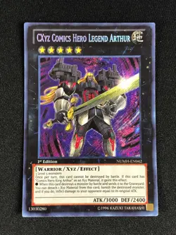 YUGIOH CXYZ COMICS HERO LEGEND ARTHUR NUMH-EN042 1ST SECRET PLAYED/EDGE WEAR - Image 1