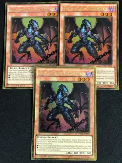 YUGIOH DRAGHIG MALEBRANCHE OF THE BURNING ABYSS PGL3-EN053 1ST GOLD X3 NM - Image 1