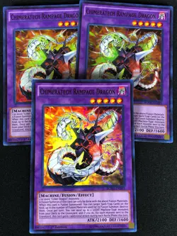 YUGIOH CHIMERATECH RAMPAGE DRAGON BOSH-EN093 1ST SUPER X3 (NM) - Image 1